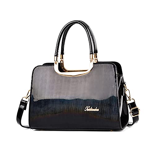 NICOLE & DORIS Damen Handtaschen Designer Frauen Umhängetasche PU Leder Schultertaschen Reißverschluss Handtasche Schwarz von NICOLE & DORIS