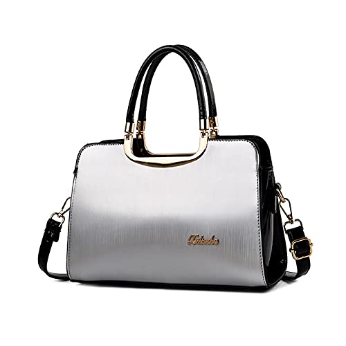 NICOLE & DORIS Damen Handtaschen Designer Frauen Umhängetasche PU Leder Schultertaschen Reißverschluss Handtasche Silber von NICOLE & DORIS