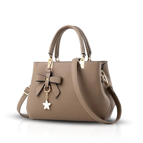 NICOLE & DORIS Damen Handtaschen Designer Tasche Elegante Frauen Umhängetasche PU Leather Shopper Henkeltasche mit Abnehmbar Schulterriemen Braun von NICOLE & DORIS