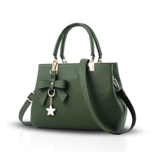 NICOLE & DORIS Damen Handtaschen Designer Tasche Elegante Frauen Umhängetasche PU Leather Shopper Henkeltasche mit Abnehmbar Schulterriemen Grün von NICOLE & DORIS