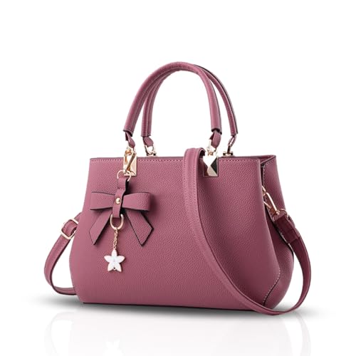 NICOLE & DORIS Damen Handtaschen Designer Tasche Elegante Frauen Umhängetasche PU Leather Shopper Henkeltasche mit Abnehmbar Schulterriemen Rosa von NICOLE & DORIS