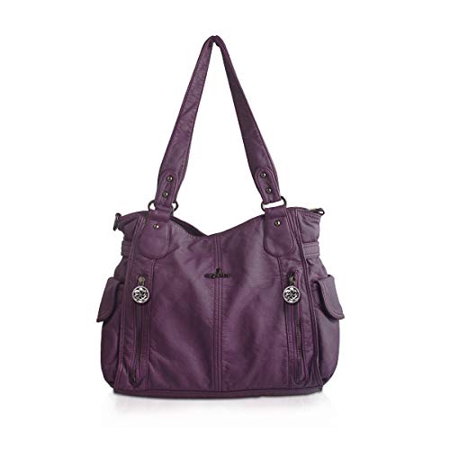 NICOLE & DORIS Damen Handtaschen Groß Retro Schultertasche Hobo Bag Leder Frauen Umhängetasche Lila von NICOLE & DORIS