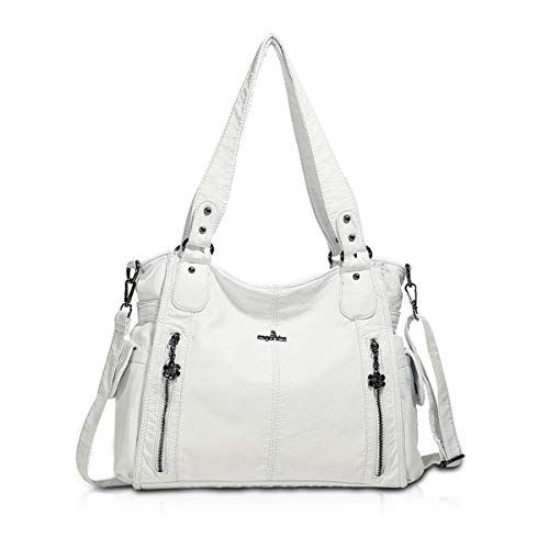 NICOLE & DORIS Damen Handtaschen Groß Retro Schultertasche Hobo Bag Leder Frauen Umhängetasche Weiß von NICOLE & DORIS