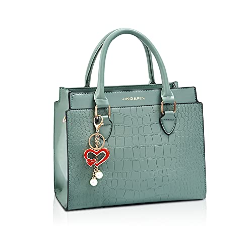 NICOLE & DORIS Damen Handtaschen Klein Designer Frauen Umhängetasche mit abnehmbarem Schultergurt Mode Schultertasche mit Anhänger Dunkelgrün von NICOLE & DORIS