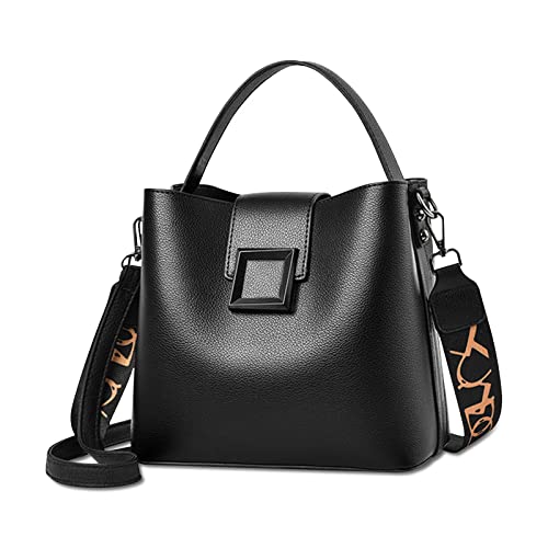 NICOLE & DORIS Damen Handtaschen Klein Modern Schultertaschen PU Leder Frauen Umhängetasche Stilvolle Beuteltasche Abendtasche Handy Tasche mit 2 Schulterriemen Schwarz von NICOLE & DORIS