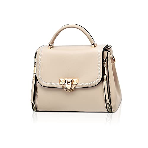 NICOLE & DORIS Damen Handtaschen Klein Tasche Elegante Frauen Umhängetasche Designer Schultertaschen PU Leder Messenger Bag Tragetasche Damen mit Abnehmbar Schultergurt Aprikose von NICOLE & DORIS