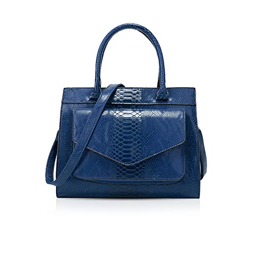 NICOLE & DORIS Damen Handtaschen Retro Schultertasche Krokodil Handtasche Frauen Umhängetaschen Tote Bag PU Leder für Büro,Shopper Blau von NICOLE & DORIS