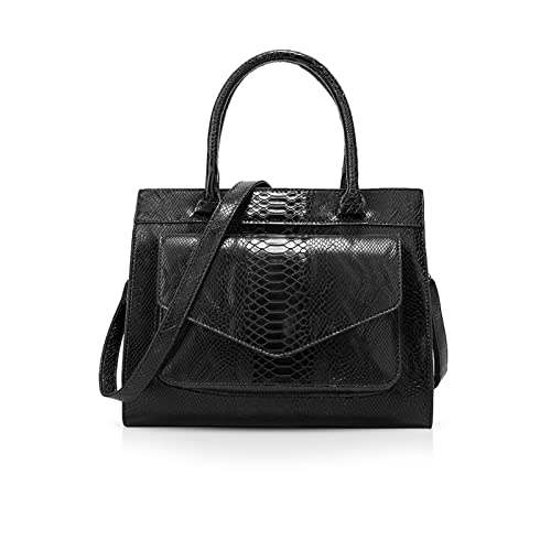 NICOLE & DORIS Damen Handtaschen Retro Schultertasche Krokodil Handtasche Frauen Umhängetaschen Tote Bag PU Leder für Büro,Shopper Schwarz von NICOLE & DORIS