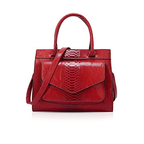 NICOLE & DORIS Damen Handtaschen Retro Schultertasche Krokodil Handtasche Frauen Umhängetaschen Tote Bag PU Leder für Büro,Shopper rot von NICOLE & DORIS