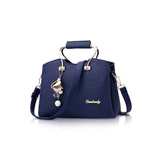 NICOLE&DORIS Damen Handtaschen Schultertasche mit Tragegriff Umhängetasche für Damen Ledertasche mit langem Riemen Dunkelblau von NICOLE & DORIS