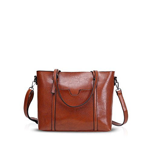 NICOLE&DORIS Damen Handtaschen Tote Umhängetasche Crossbody Bag Schultertaschen Henkeltaschen Groß Tasche Wasserdicht PU Hellbraun von NICOLE & DORIS