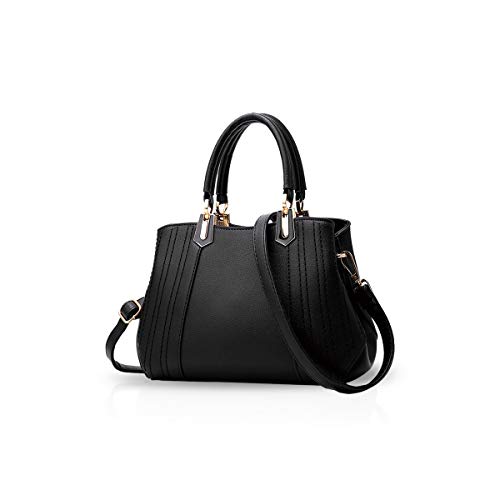 NICOLE&DORIS Frau Dame Handtaschen Schultertasche Taschen Shopper Umhängetasche PU Schwarz B von NICOLE & DORIS