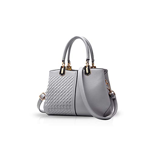 NICOLE&DORIS Frau Dame Handtaschen Schultertasche Taschen Shopper Umhängetasche PU Grau von NICOLE & DORIS