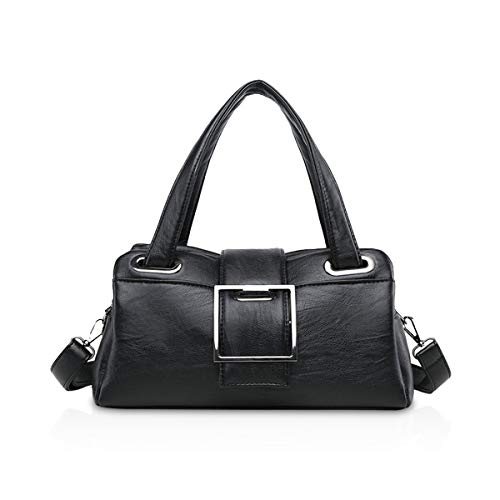 NICOLE & DORIS Damen Handtaschen für Damen Mode Umhängetasche Handtasche Schultertasche Frauen Retro Handtasche PU Leder Schwarz von NICOLE & DORIS