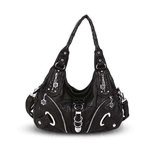 NICOLE & DORIS Damen HandtaschenV Hobo Schultertasche Große Totes Slouch Handtaschen Henkeltaschen Schwarz von NICOLE & DORIS