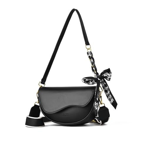 NICOLE & DORIS Damen Handy Umhängetasche Weiche PU Leder Crossbody Schultertasche Kleine Modische Handtasche Damen mit Kartenschlitz Verstellbar Abnehmbar Schultergur Schwarz von NICOLE & DORIS