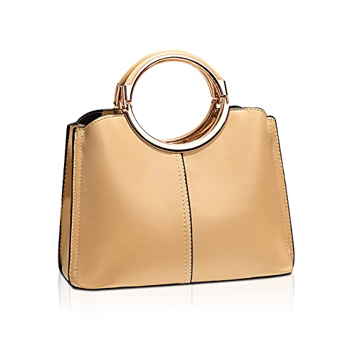 NICOLE & DORIS Damen Henkeltaschen Elegante Frauen Umhängetasche mit Top Griff Mehreren Fächern Designer Tasche Klein Mode Schultertasche Handytasche PU Leder Gelb von NICOLE & DORIS