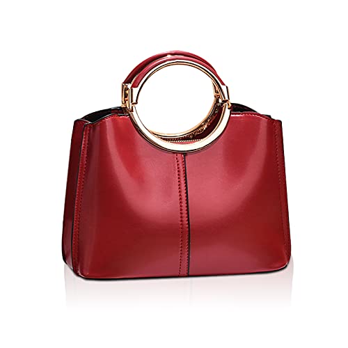 NICOLE & DORIS Damen Henkeltaschen Elegante Frauen Umhängetasche mit Top Griff Mehreren Fächern Designer Tasche Klein Mode Schultertasche Handytasche PU Leder Rotwein von NICOLE & DORIS