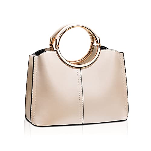 NICOLE & DORIS Damen Henkeltaschen Elegante Frauen Umhängetasche mit Top Griff Mehreren Fächern Designer Tasche Klein Mode Schultertasche Handytasche PU Leder Weiß von NICOLE & DORIS