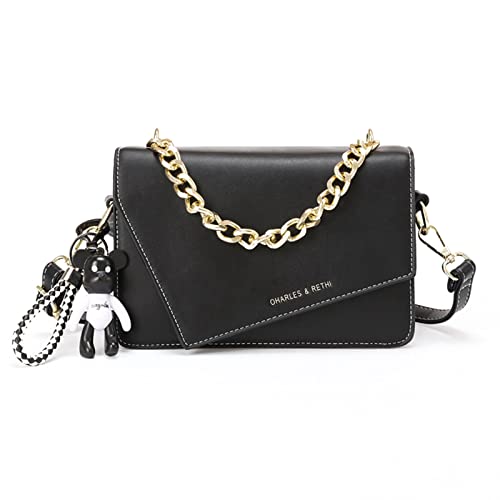 NICOLE & DORIS Damen Kleine Umhängetasche,Elegant Handytasche,Kleine Tasche,PU Leder Crossbody Schultertasche,mit Verstellbar Abnehmbar Schultergurt Schwarz von NICOLE & DORIS