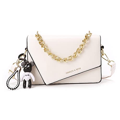 NICOLE & DORIS Damen Kleine Umhängetasche,Elegant Handytasche,Kleine Tasche,PU Leder Crossbody Schultertasche,mit Verstellbar Abnehmbar Schultergurt Weiß von NICOLE & DORIS