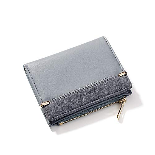 NICOLE & DORIS Damen Kurzer Geldbörse Klein Brieftasche Frauen Geldbörsen mit vielen Fächern Bi-fold Kartenorganisator PU-Leder Portemonnaie mit Münzfach Blau von NICOLE & DORIS