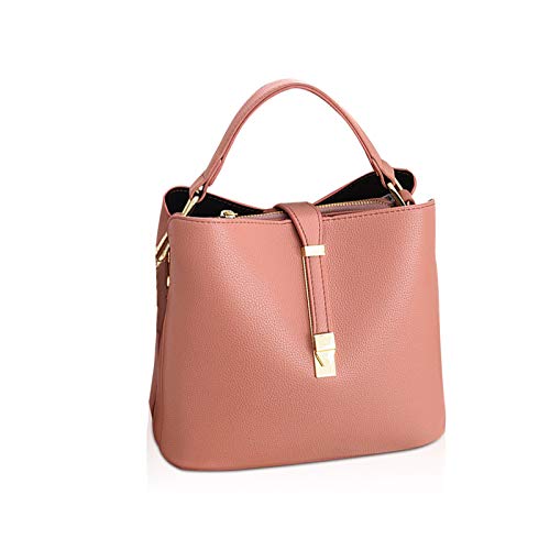 NICOLE & DORIS Damen Leder Handtasche Designer Frauen Umhängetasche Beuteltasche Schultertasche Tote Bag Kleine Handtasche mit Vielen Fächern Rosa von NICOLE & DORIS