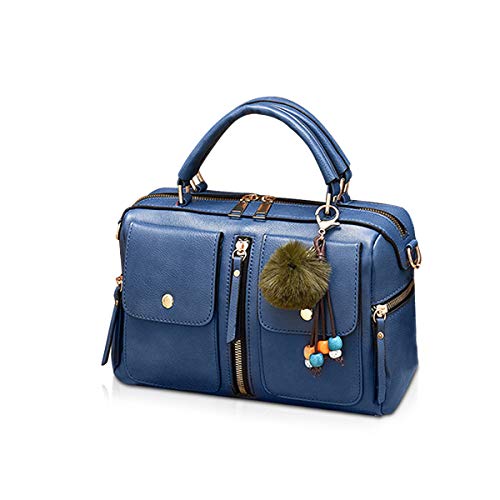 NICOLE & DORIS Damen Mode Handtaschen Modestil Kunstleder Tasche Reißverschluss Umhängetasche Damen Einkaufstasche Umhängetasche PU Leder Kleine Quadratische Tasche Blau von NICOLE & DORIS