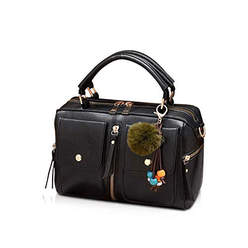 NICOLE & DORIS Damen Mode Handtaschen Modestil Kunstleder Tasche Reißverschluss Umhängetasche Damen Einkaufstasche Umhängetasche PU Leder Kleine Quadratische Tasche Schwarz von NICOLE & DORIS