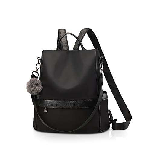 NICOLE&DORIS Damen Mode Rucksack Handtasche Umhängetasche Nylon Rucksack Tagesrucksack Mädchen Schultasche Schwarz B von NICOLE & DORIS