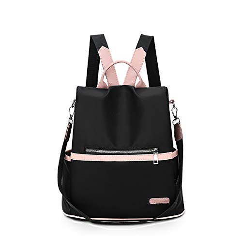 NICOLE&DORIS Damen Mode Rucksack Handtasche Umhängetasche Nylon Rucksack Tagesrucksack Mädchen Schultasche Schwarz von NICOLE & DORIS