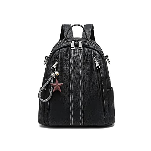 NICOLE & DORIS Damen Rucksack Elegant Frauen Umhängetasche Reise Leder Rucksack Rucksack College Modern Cityrucksack Einfach Rucksack mit Mehreren Taschen Schwarz von NICOLE & DORIS