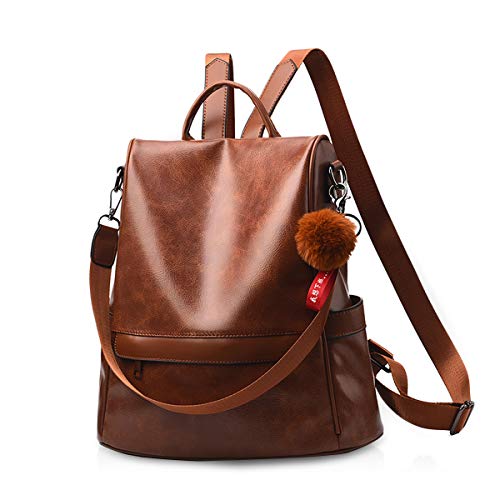 NICOLE & DORIS Damen rucksack Schultertaschen für Frauen Kunst Leder Rucksack Wasserdichter Reiserucksack Tagesrucksack große Kapazität Anti-Diebstahl Braun von NICOLE & DORIS