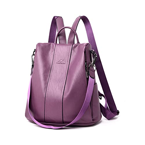 NICOLE & DORIS Damen Rucksäcke Anti Diebstahl Rucksack PU Leder Rucksackhandtaschen Daypack wasserdichte Schulrucksack Multifunktions Schultertasche Travel Rucksack Lila von NICOLE & DORIS