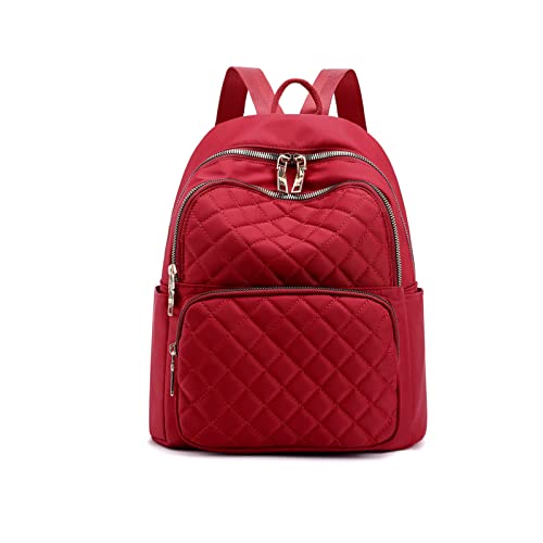 NICOLE & DORIS Damen Rucksäcke Casual Rucksack Waterproof Nylon Daypack Leichtgewicht Schultasche Cityrucksack Mode Rucksack mit Mehreren Taschen Rotwein von NICOLE & DORIS