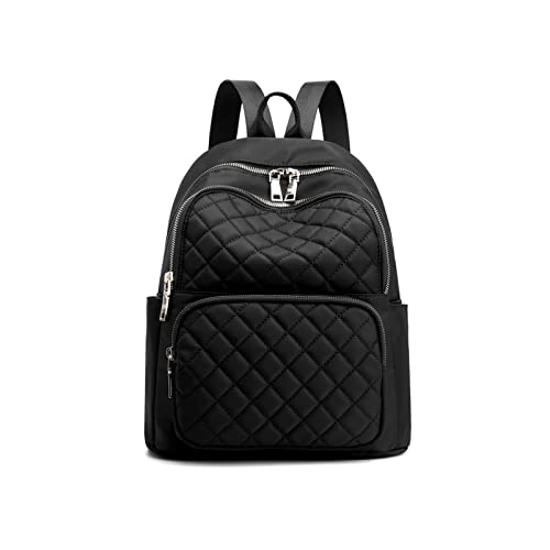 NICOLE & DORIS Damen Rucksäcke Casual Rucksack Waterproof Nylon Daypack Leichtgewicht Schultasche Cityrucksack Mode Rucksack mit Mehreren Taschen Schwarz von NICOLE & DORIS