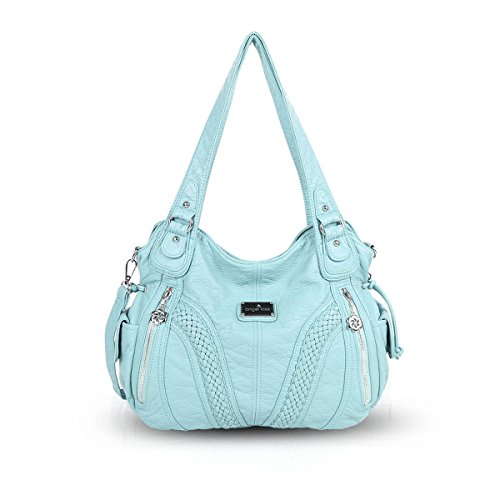 NICOLE & DORIS Damen Schultertasche Groß Hobo Tasche PU Leder Fashion Casual Handtasche Designer Tote Bag with Zipper Blau von NICOLE & DORIS