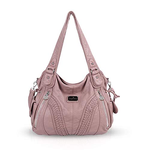 NICOLE & DORIS Damen Schultertasche Groß Hobo Tasche PU Leder Fashion Casual Handtasche Designer Tote Bag with Zipper Rosa von NICOLE & DORIS
