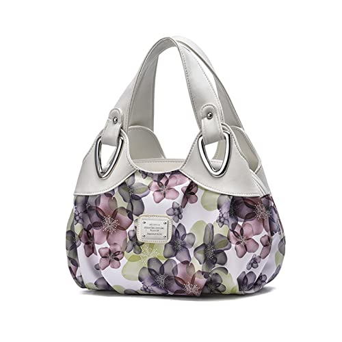 NICOLE & DORIS Damen Schultertaschen Elegant Handtaschen Damen Taschen Frauen Umhängetasche Shopper Taschen PU Leder Weiche Tote Bag für Büro Einkauf Reise Grüne Blume von NICOLE & DORIS