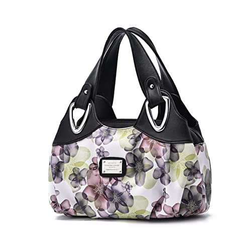 NICOLE & DORIS Damen Schultertaschen Elegant Handtaschen Damen Taschen Frauen Umhängetasche Shopper Taschen PU Leder Weiche Tote Bag für Büro Einkauf Reise Grüne Blume von NICOLE & DORIS