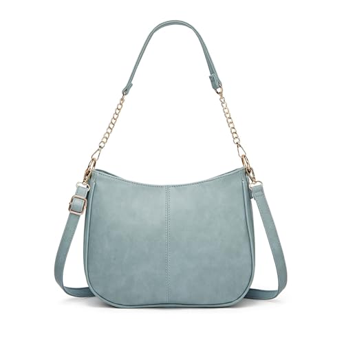 NICOLE & DORIS Damen Tasche Umhängetasche Handtasche Schultertasche Leder PU Crossbody Bag Damen Multifunktionale Messenger Bag Satchel Tasche mit 2 Schulterriemen Blau von NICOLE & DORIS