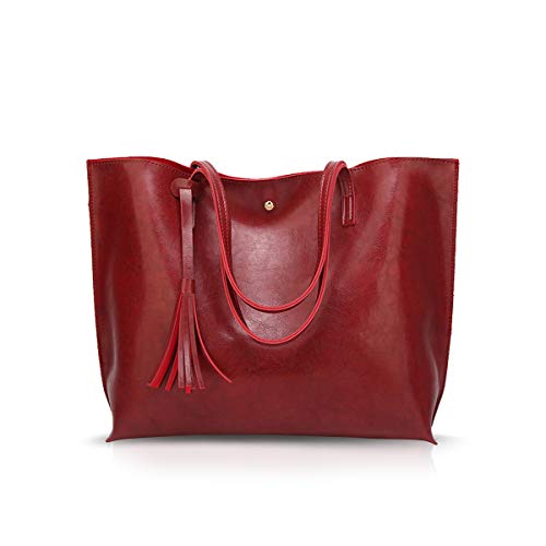 NICOLE&DORIS Damen Tote Tasche Handtasche Schultertasche aus PU-Leder Umhängetaschen Mode große Handtasche rot von NICOLE & DORIS