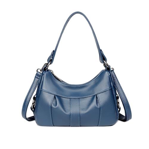 NICOLE & DORIS Damen Umhaengetasche Casual Schultertaschen Weiche Leder PU Handtasche Crossbody Bag Handytasche Kuriertaschen für Arbeit Schule Shopper Blau von NICOLE & DORIS