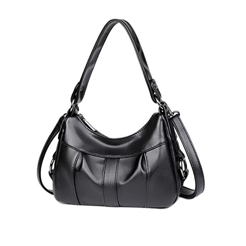 NICOLE & DORIS Damen Umhaengetasche Casual Schultertaschen Weiche Leder PU Handtasche Crossbody Bag Handytasche Kuriertaschen für Arbeit Schule Shopper Schwarz von NICOLE & DORIS