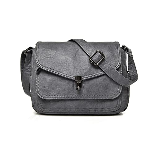 NICOLE & DORIS Damen Umhängetasche Mehreren Taschen Handtaschen Crossbody Retro Schultertasche PU Leder Frauen Satchel Tasche Leichte Messenger Bag Grau von NICOLE & DORIS