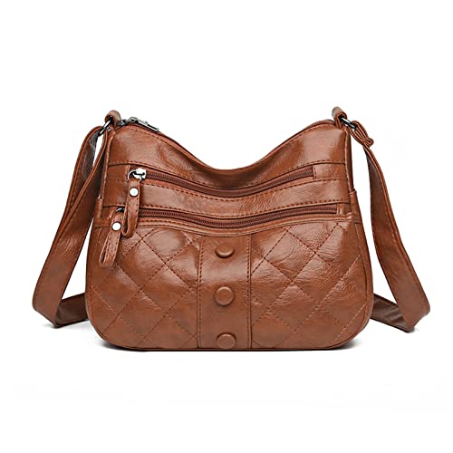 NICOLE & DORIS Damen Umhängetasche Weiche Leder Schultertasche Satchel Handtasche Damen Kuriertaschen Crossbody Bag Retro Messenger Tasche mit Vielen Fächern Braun2 von NICOLE & DORIS