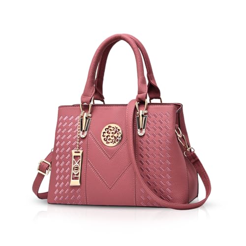 NICOLE & DORIS Elegant Taschen Stillvoll Damen Handtaschen Umhängetasche Shopper Frauen Schultertaschen Henkeltaschen PU Leder Tasche mit Anhänger Geschenke Rose von NICOLE & DORIS