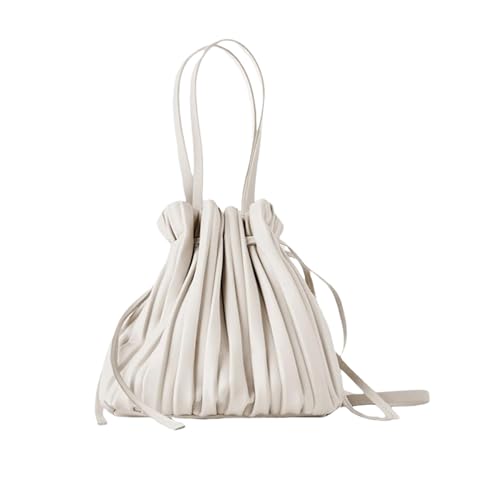 NICOLE & DORIS Elegante Handtaschen Damen Schultertaschen Weiche PU Leder Eimertasche Mode Henkeltasche mit Griff Clutch für Partys, Reisen und Einkaufen Beige von NICOLE & DORIS