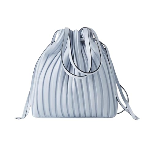 NICOLE & DORIS Elegante Handtaschen Damen Schultertaschen Weiche PU Leder Eimertasche Mode Henkeltasche mit Griff Clutch für Partys, Reisen und Einkaufen Hellblau von NICOLE & DORIS