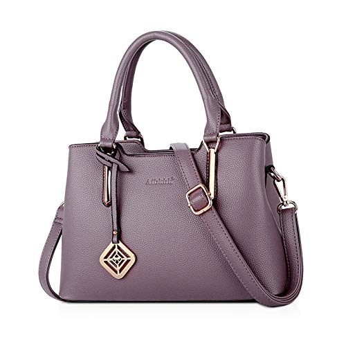 NICOLE & DORIS Elegante Handtaschen Damen Shopper Schultertasche PU Leder Umhängetasche Frauen Shopper mit großer Kapazität Henkeltasche Lila von NICOLE & DORIS